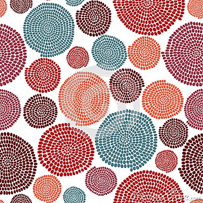 Stylized texture with arcs and circles. Seamless. Vector Illustration