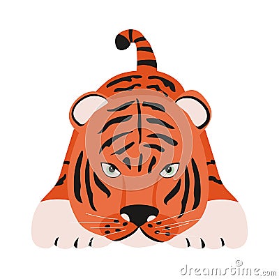 Stylized tiger. Funny cartoon character. Vector Illustration