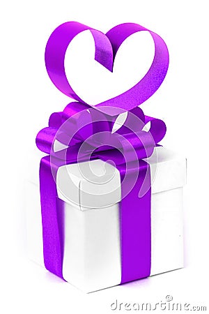 Stylized valentine heart made from purple bow Stock Photo