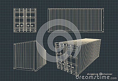 Shipping container drawings Vector Illustration