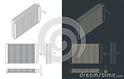 Heat exchanger blueprints Vector Illustration