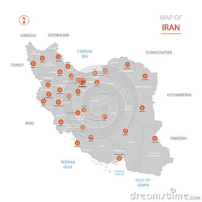 Iran map with administrative divisions. Vector Illustration