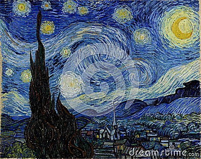 stylized vector version of Van Gogh's painting Starry Night Vector Illustration