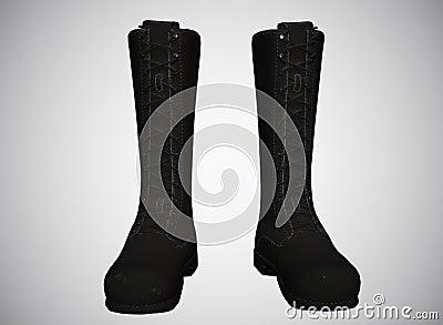 stylized women's boots on a white background 3d rendering Stock Photo