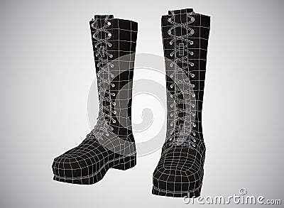 stylized women's boots on a white background 3d rendering Stock Photo