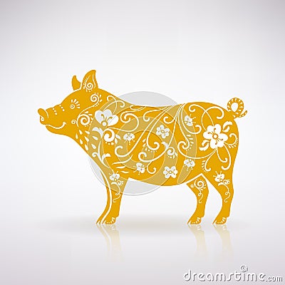 Stylized Yellow Pig Vector Illustration