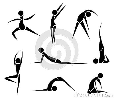 Stylized Yoga people Vector Illustration