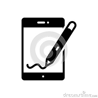 Black solid icon for Stylus, touchscreen and wireless Vector Illustration