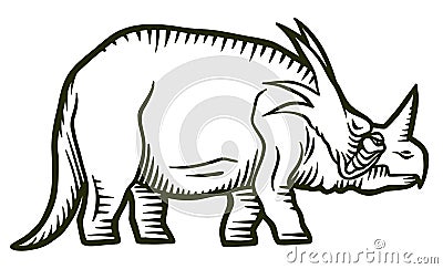 Styracosaurus dinosaur - hand drawn vector illustration - Out line Vector Illustration