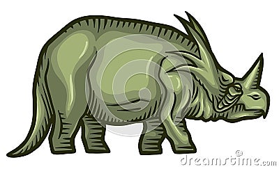 Styracosaurus dinosaur - hand drawn vector illustration Cartoon Illustration