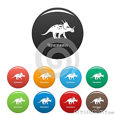 Styracosaurus icons set color vector Vector Illustration