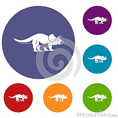 Styracosaurus icons set Vector Illustration