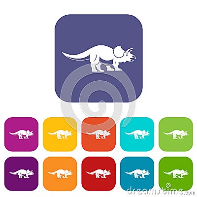 Styracosaurus icons set flat Vector Illustration