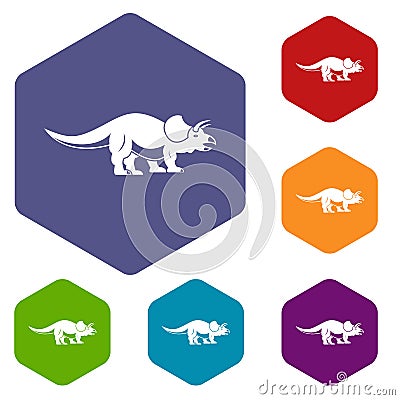 Styracosaurus icons set hexagon Vector Illustration