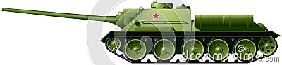 SU-100 tank destroyer Vector Illustration