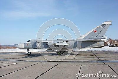 Su-24 Fencer on take off Stock Photo