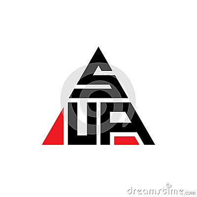 SUA triangle letter logo design with triangle shape. SUA triangle logo design monogram. SUA triangle vector logo template with red Vector Illustration