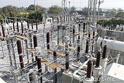 Sub Station High Voltage Electrical Power Stock Photo