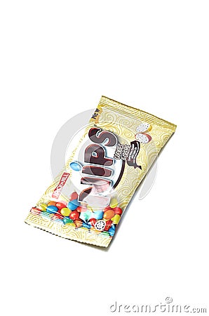 Subang Jaya, a cookies and creme with cookies bites chocolate packet brand JACK 'N JILL NIPS on white background. Editorial Stock Photo