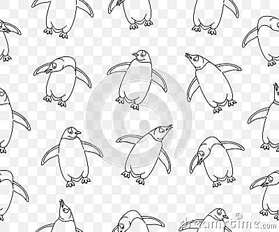 Subantarctic penguin or gentoo penguins, seamless vector background and pattern Vector Illustration