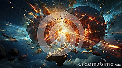 Subatomic proton particle collision. Nuclear fusion concept. Generative AI Stock Photo