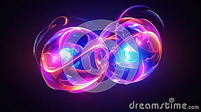 Subatomic proton particle collision. Nuclear fusion concept. Generative AI Stock Photo