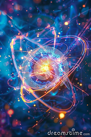 Subatomic proton particle collision in nuclear fusion experiment lab Stock Photo