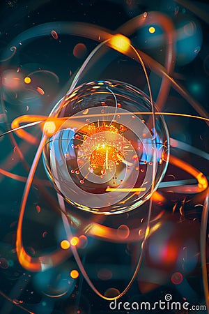 Subatomic proton particle collision in nuclear fusion experiment lab Stock Photo