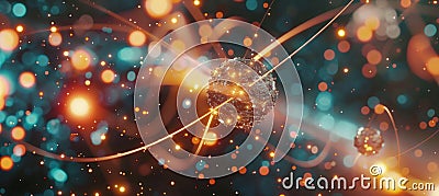Subatomic proton particle collision in nuclear fusion experiment lab Stock Photo