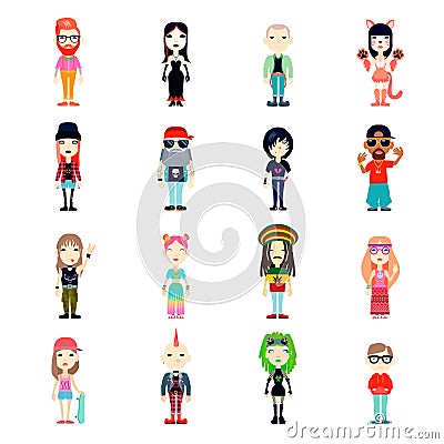 Subcultures Icons Set Vector Illustration