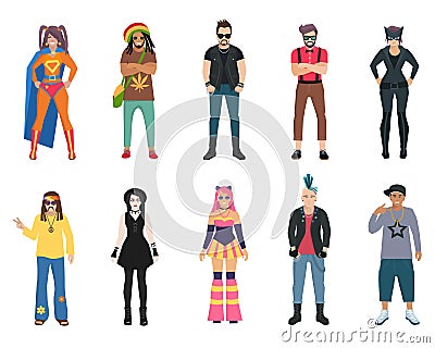 Subcultures People Icons Set Vector Illustration