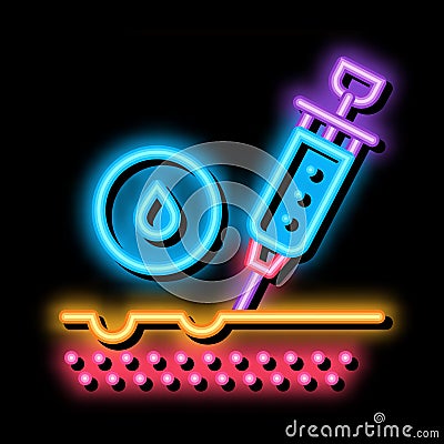 Subcutaneous Injection for Rejuvenation neon glow icon illustration Vector Illustration