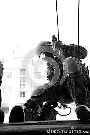 Subdivision anti-terrorist police. Editorial Stock Photo