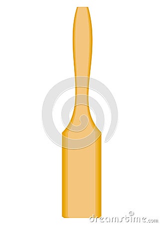 The subject of kitchen utensils. A wooden spatula is needed in the kitchen in the kitchen to turn food. Vector illustration Cartoon Illustration