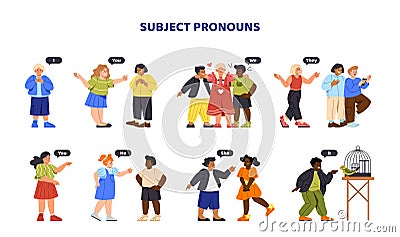 Subject pronouns vector set Vector Illustration