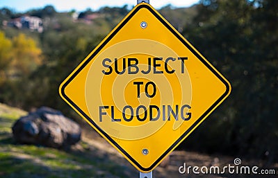 Subject to Flooding Sign Stock Photo