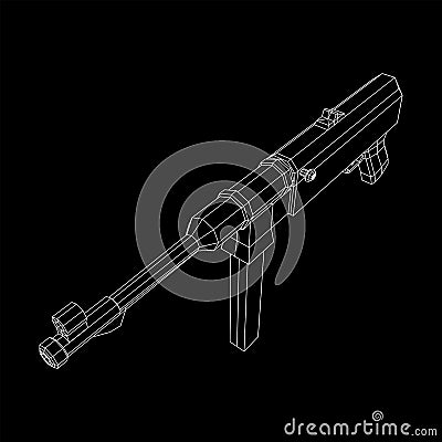 Submachine gun german MP 40 world war 2 firearms pistol Vector Illustration