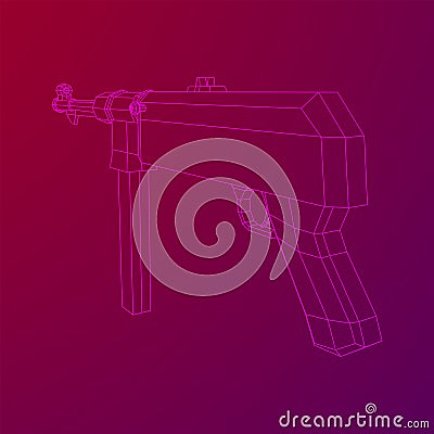 Submachine gun german MP 40 world war 2 firearms pistol Vector Illustration