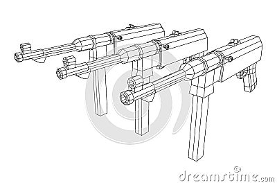 Submachine gun german MP 40 world war 2 firearms pistol Vector Illustration