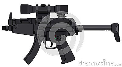 Submachine gun with an optical sight Vector Illustration