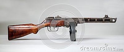 Submachine gun ppsh-41 on a light background. Stock Photo