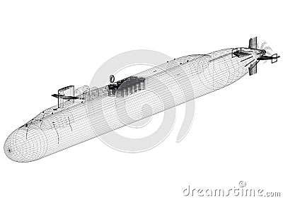 Submarine Architect blueprint - isolated Stock Photo