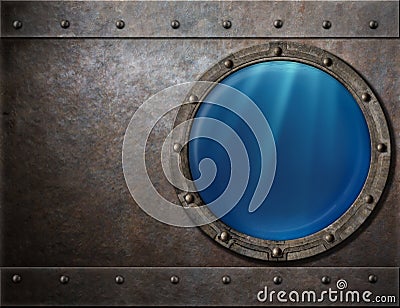 Submarine or battleship porthole steam punk metal Stock Photo