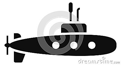 Submarine icon. Black military symbol. Navy army Vector Illustration