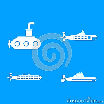 Submarine icon blue set vector Vector Illustration