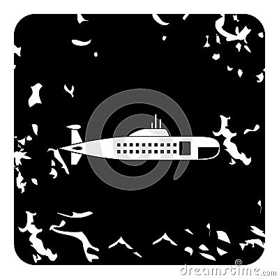 Submarine icon, grunge style Vector Illustration