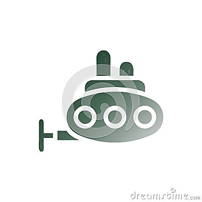 Submarine icon solid gradient green white colour military symbol perfect Vector Illustration