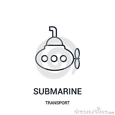 submarine icon vector from transport collection. Thin line submarine outline icon vector illustration Vector Illustration