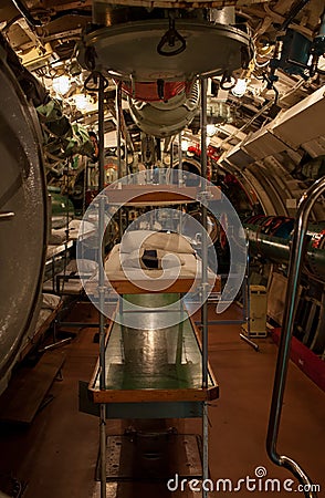 Submarine torpedo compartment Editorial Stock Photo