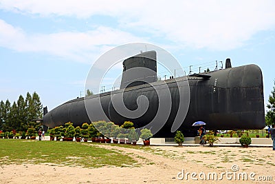 The Submarine Museum in Melaka, Malaysia. It was used to train the first Royal Malaysian Navy crews from 2005 to 2009. Editorial Stock Photo